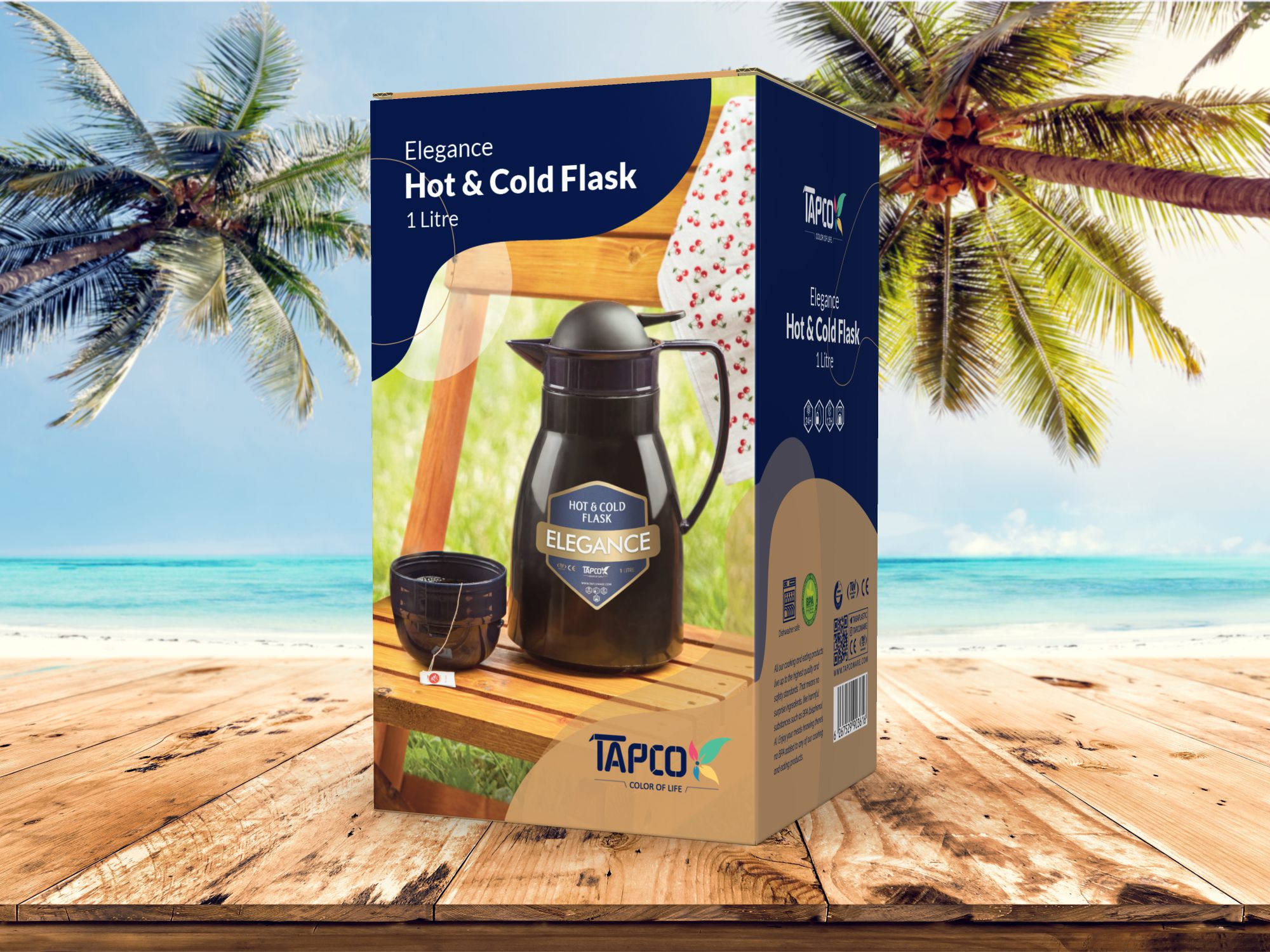 Premium homeware Vacuum Flask packaging for Tapco's Elegance Vacuum Flask
