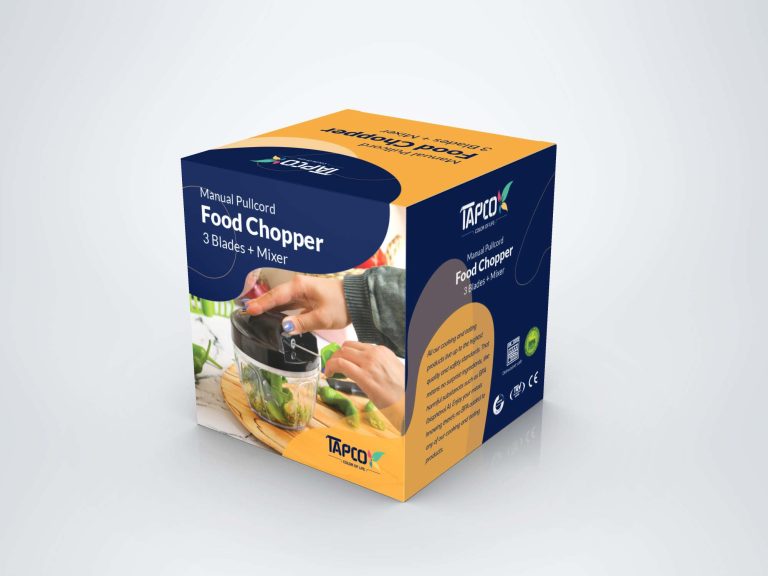 Topco manual chopper packaging with lock-top design, ensuring security and ease of use.