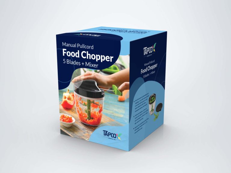 Visual design of Topco manual chopper packaging, aligned with other products from Taba Plastics Tehran.