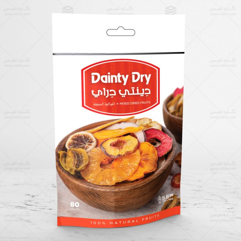 Bright and vibrant background for Dinty Dry dried fruit packaging.