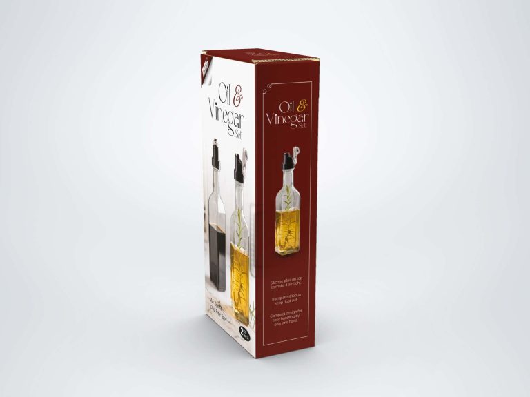 Large oil and vinegar set box design in burgundy
