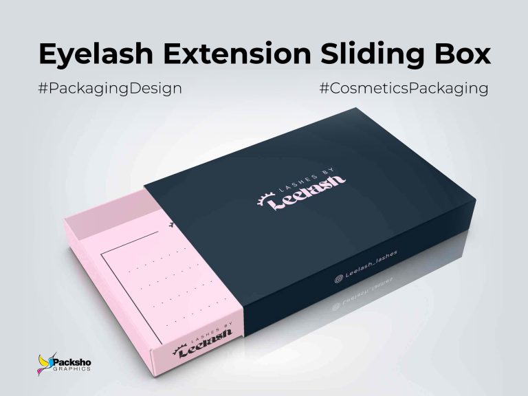 Leelash eyelash extension sliding box design - packsho graphics