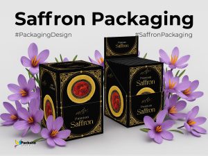 Premium Saffron Export Packaging Design for Hesami Food Industries - Packsho Graphics