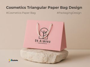 Luxury Triangular Cosmetics Paper Bag Design for Dr. Almond - Packsho Graphics