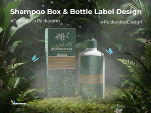 Gold Atarus Shampoo Label and Box Packaging Design with Silver Hotstamp Finish - Packsho Graphics